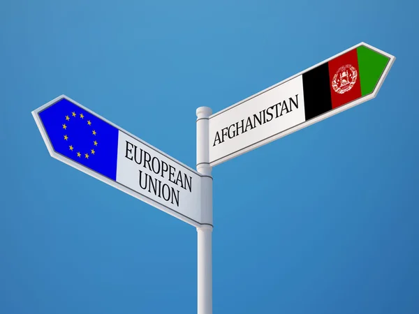 阿富汗欧盟旗帜概念 — 图库照片