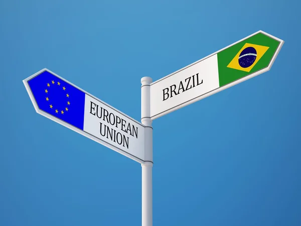 Unia Europejska Brazylia znak flagi koncepcja — Zdjęcie stockowe
