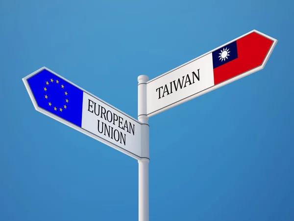 Европейский союз Тайвань подписал Концепцию флагов — стоковое фото
