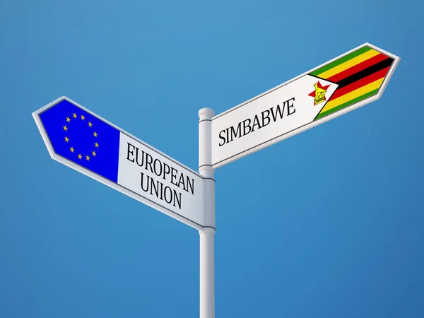 Unión Europea Zimbabwe Firma el concepto de banderas —  Fotos de Stock