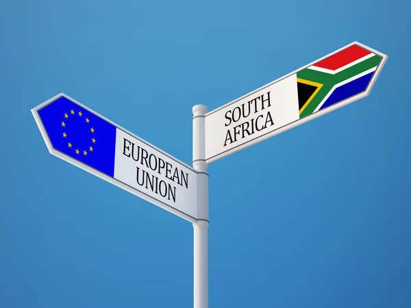 European Union South Africa Sign Flags Concept — Stock Photo, Image