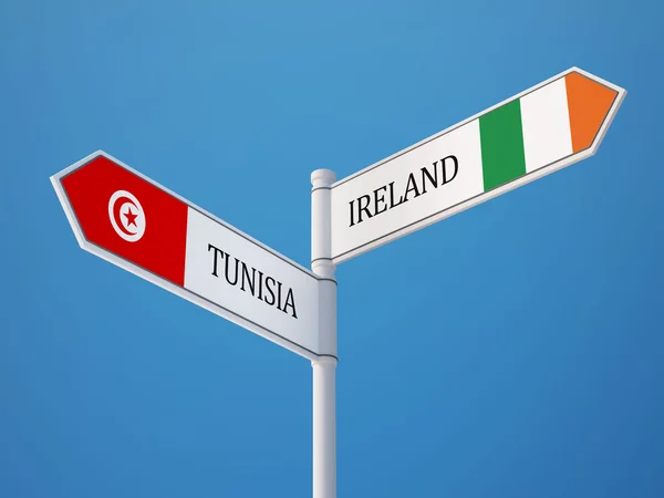 Tunisia Irlanda Semnează Steaguri Concept — Fotografie, imagine de stoc