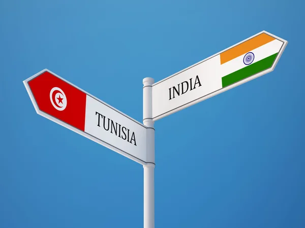 Tunisien Indien tecken flaggor koncept — Stockfoto