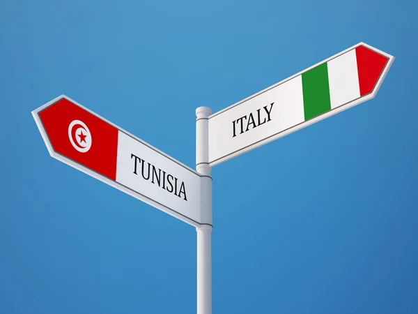 Tunisko Itálie znamení příznaky koncept — Stock fotografie