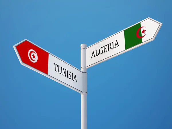 Tunisie Algérie Signer Drapeaux Concept — Photo