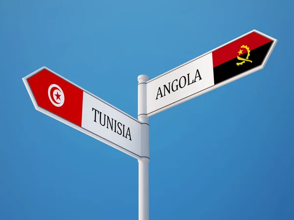 Túnez Angola Sign Flags Concept —  Fotos de Stock