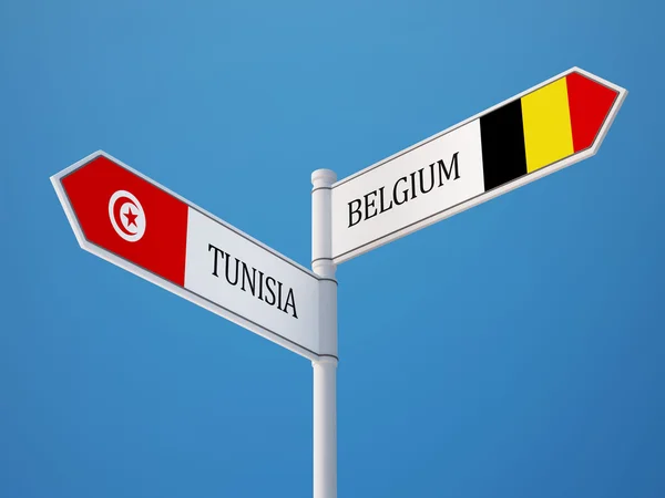 Tunezja Belgia znak flagi koncepcja — Zdjęcie stockowe