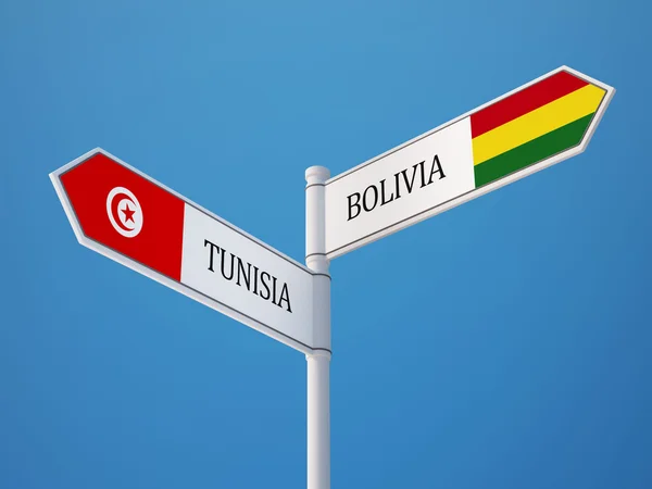 Tunisien Bolivia tecken flaggor koncept — Stockfoto