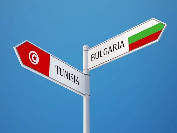 Tunisien Bulgarien underteckna flaggor koncept — Stockfoto