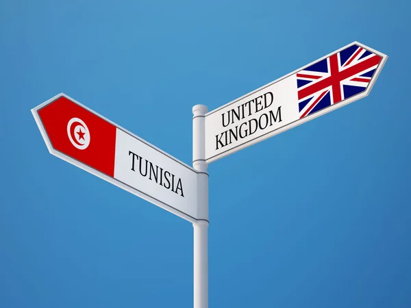 Tunisia Regno Unito Sign Flags Concept — Foto Stock