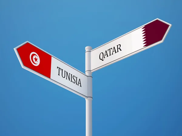 Tunisko Katar znamení příznaky koncept — Stock fotografie