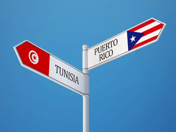 Tunesië Puerto Rico teken vlaggen Concept — Stockfoto