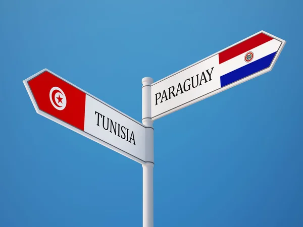 Tunisien Paraguay tecken flaggor koncept — Stockfoto