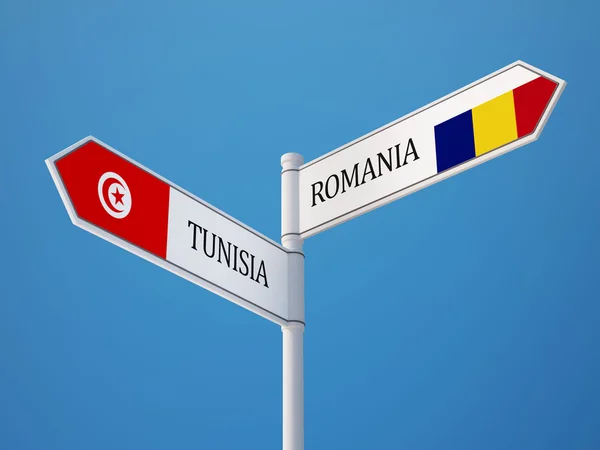 Tunisia Romania  Sign Flags Concept — Stock Photo, Image