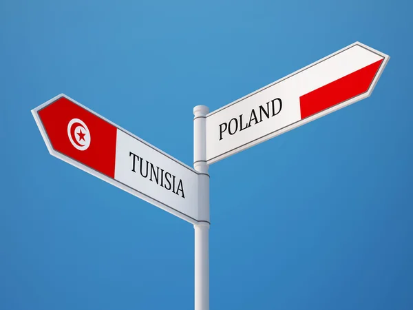 Tunisia Polonia Firma Bandiere Concetto — Foto Stock