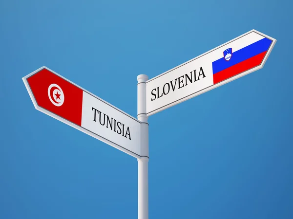 Tunisia Slovenia  Sign Flags Concept — Stock Photo, Image