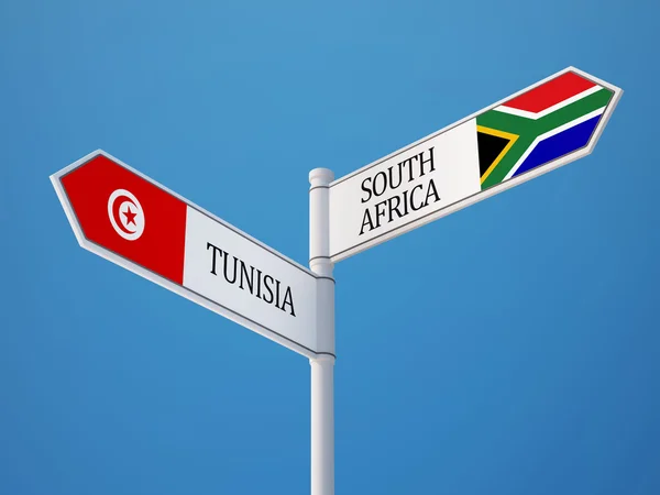 Tunisia Sudafrica Firma Bandiere Concetto — Foto Stock