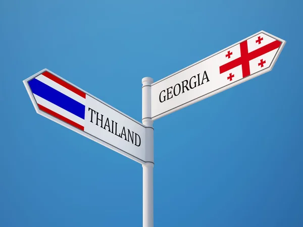 Thailand Georgia  Sign Flags Concept — Stock Photo, Image