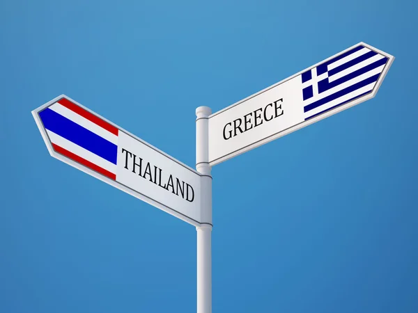 Thailand Greece  Sign Flags Concept — Stock Photo, Image