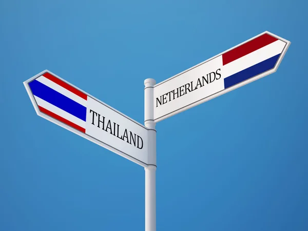 Tailandia Países Bajos Sign Flags Concept —  Fotos de Stock