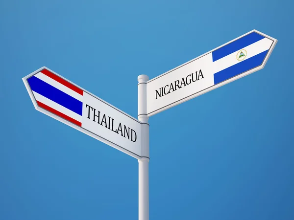 Thailandia Nicaragua Firmare Bandiere Concept — Foto Stock