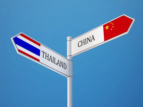 Thailand China teken vlaggen Concept — Stockfoto