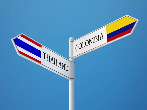 Tailândia Colômbia assinar bandeira conceito — Fotografia de Stock