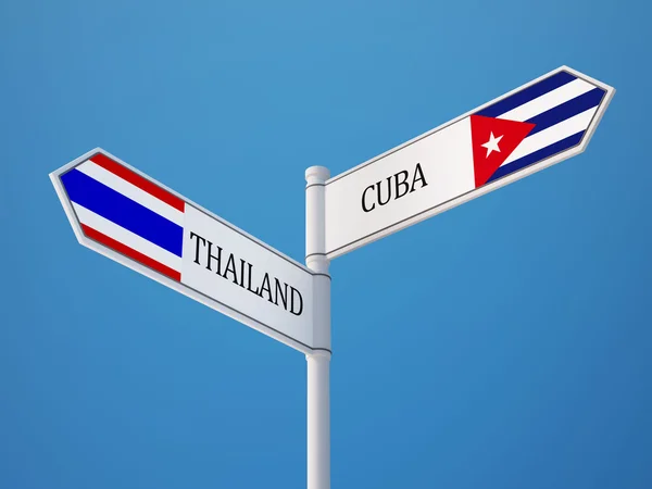 Thaïlande Cuba signe drapeaux concept — Photo