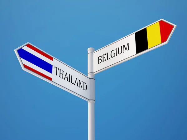 Thaïlande Belgique Signer Drapeaux Concept — Photo