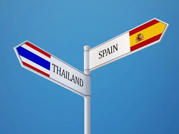 Tayland İspanya işaret bayrakları kavramı — Stok fotoğraf