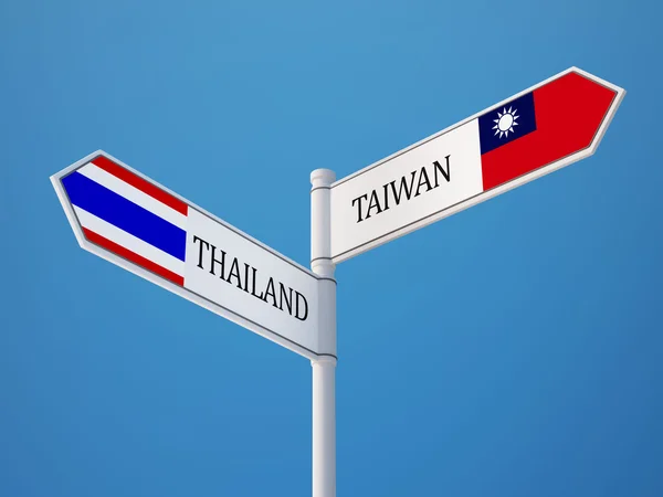 Thailand Taiwan  Sign Flags Concept — Stock Photo, Image