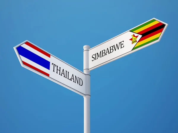 Thailand Zimbabwe tecken flaggor koncept — Stockfoto