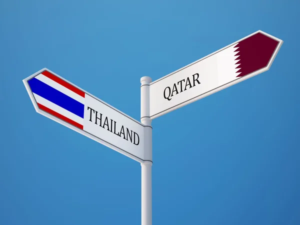 Tayland Katar işaret bayrakları kavramı — Stok fotoğraf