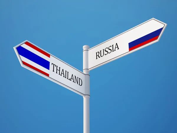 Thailand Russia  Sign Flags Concept — Stock Photo, Image