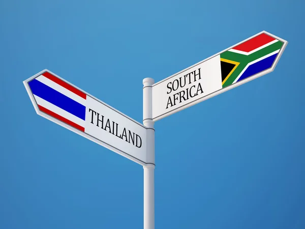 Thailand Zuid-Afrika teken vlaggen Concept — Stockfoto