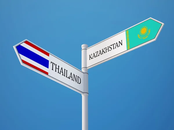 Thailand Kazakstan tecken flaggor koncept — Stockfoto