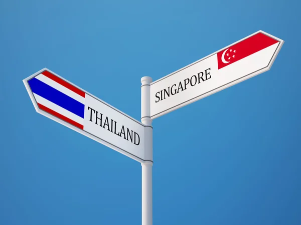 Thailand Singapore tecken flaggor koncept — Stockfoto