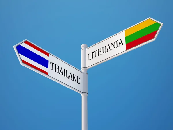 Thailandia Lituania Firmare Bandiere Concetto — Foto Stock