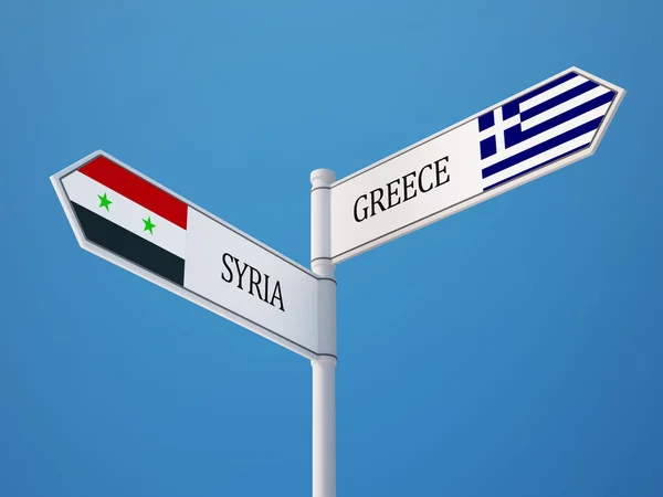 Siria Grecia Firma Bandiere Concept — Foto Stock