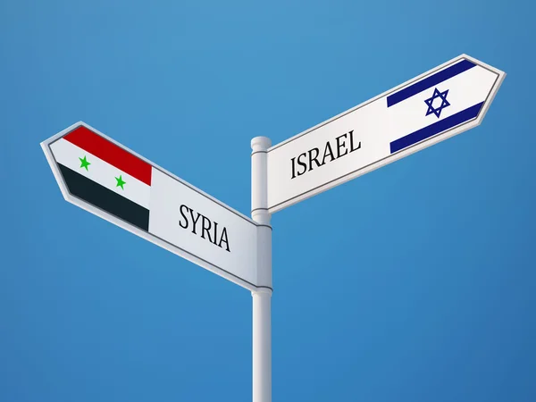 Συρία Ισραήλ σημάδι σημαίες έννοια — Φωτογραφία Αρχείου