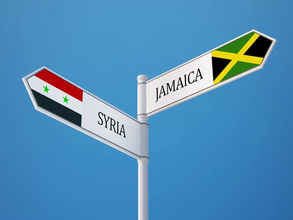 Syria Jamaica  Sign Flags Concept — Stock Photo, Image