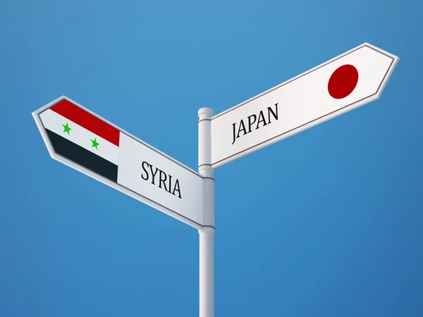 Syria Japan  Sign Flags Concept — Stock Photo, Image