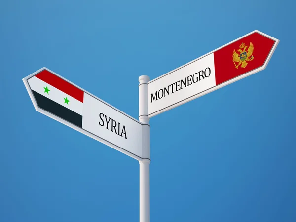 Syrie Monténégro Signer Drapeaux Concept — Photo