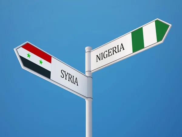 Syrië Nigeria teken vlaggen Concept — Stockfoto