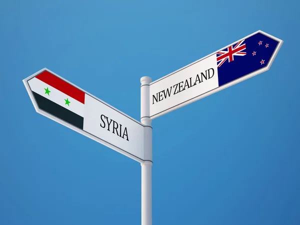 Syria New Zealand  Sign Flags Concept — Stock Photo, Image