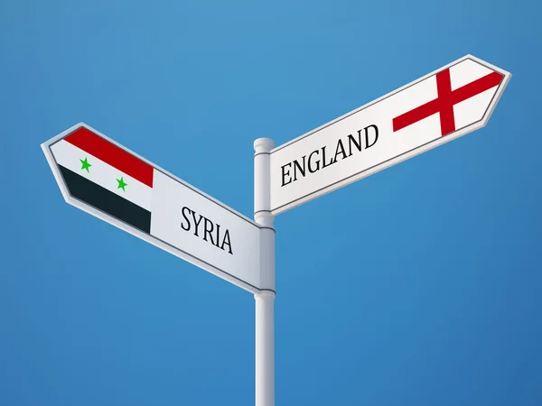 Syrië Engeland teken vlaggen Concept — Stockfoto