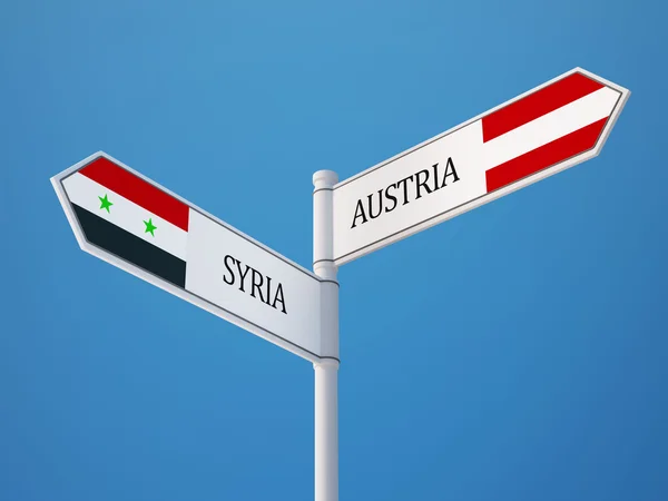 Syria Austria znak flagi koncepcja — Zdjęcie stockowe