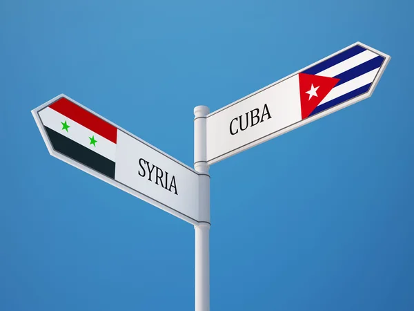 Suriye Küba işaret bayrakları kavramı — Stok fotoğraf