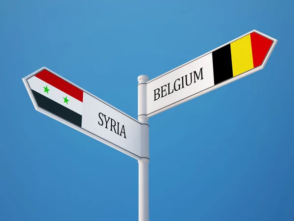 Syria Belgium  Sign Flags Concept — Stock Photo, Image