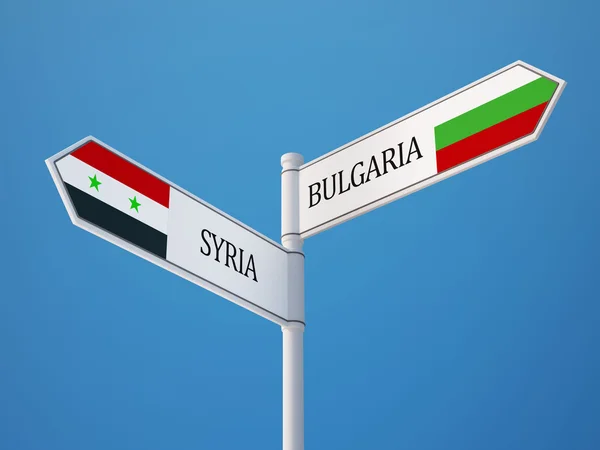 Syrien Bulgarien underteckna flaggor koncept — Stockfoto